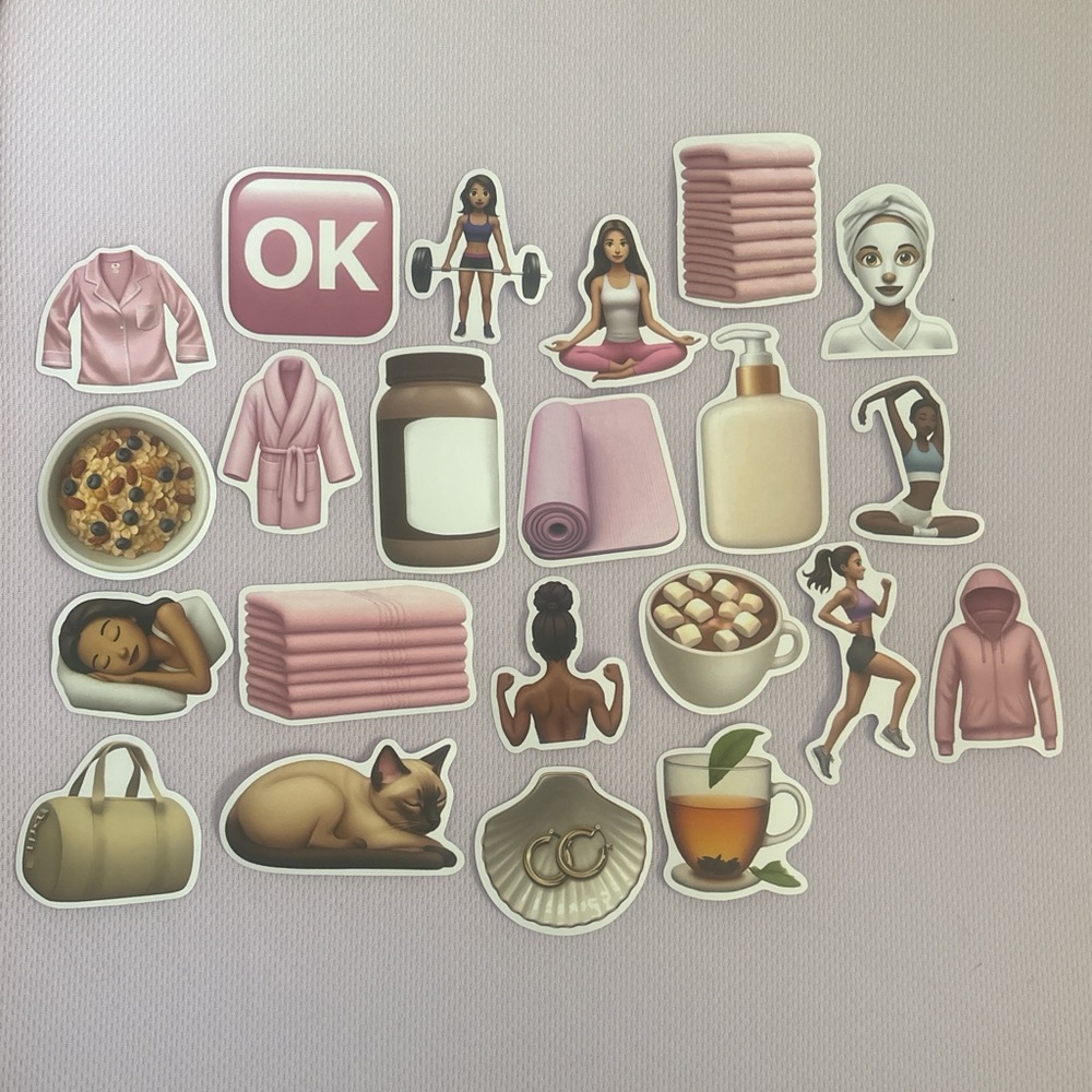 Healthy active lifestyle pink gym girl aesthetic stickers
